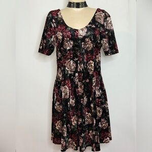 Adam Levine Rose Floral Black Velvet Dress